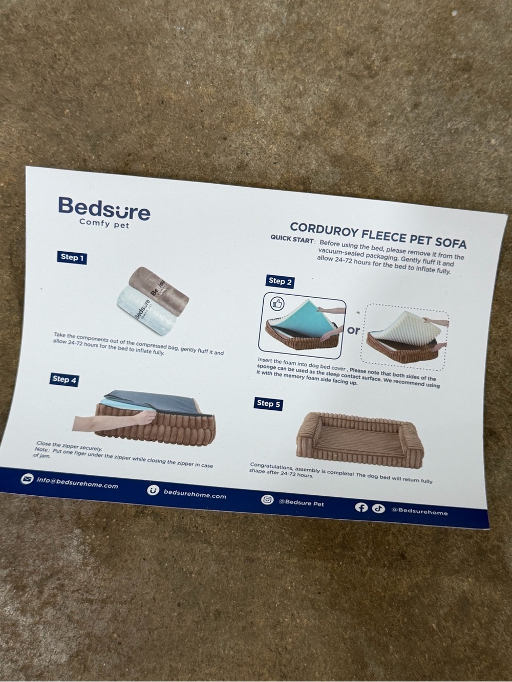 Bedsure Corduroy Fleece Pet Sofa/Bed